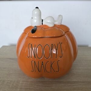 Rae Dunn Orange Pumpkin Snoopy's Snack Jar